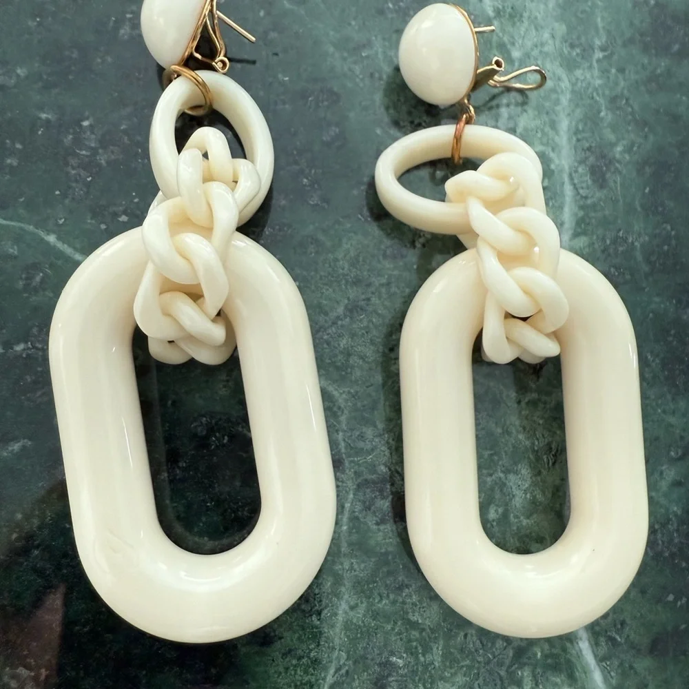 Anthropologie Statement Cream Colored Earrings EUC